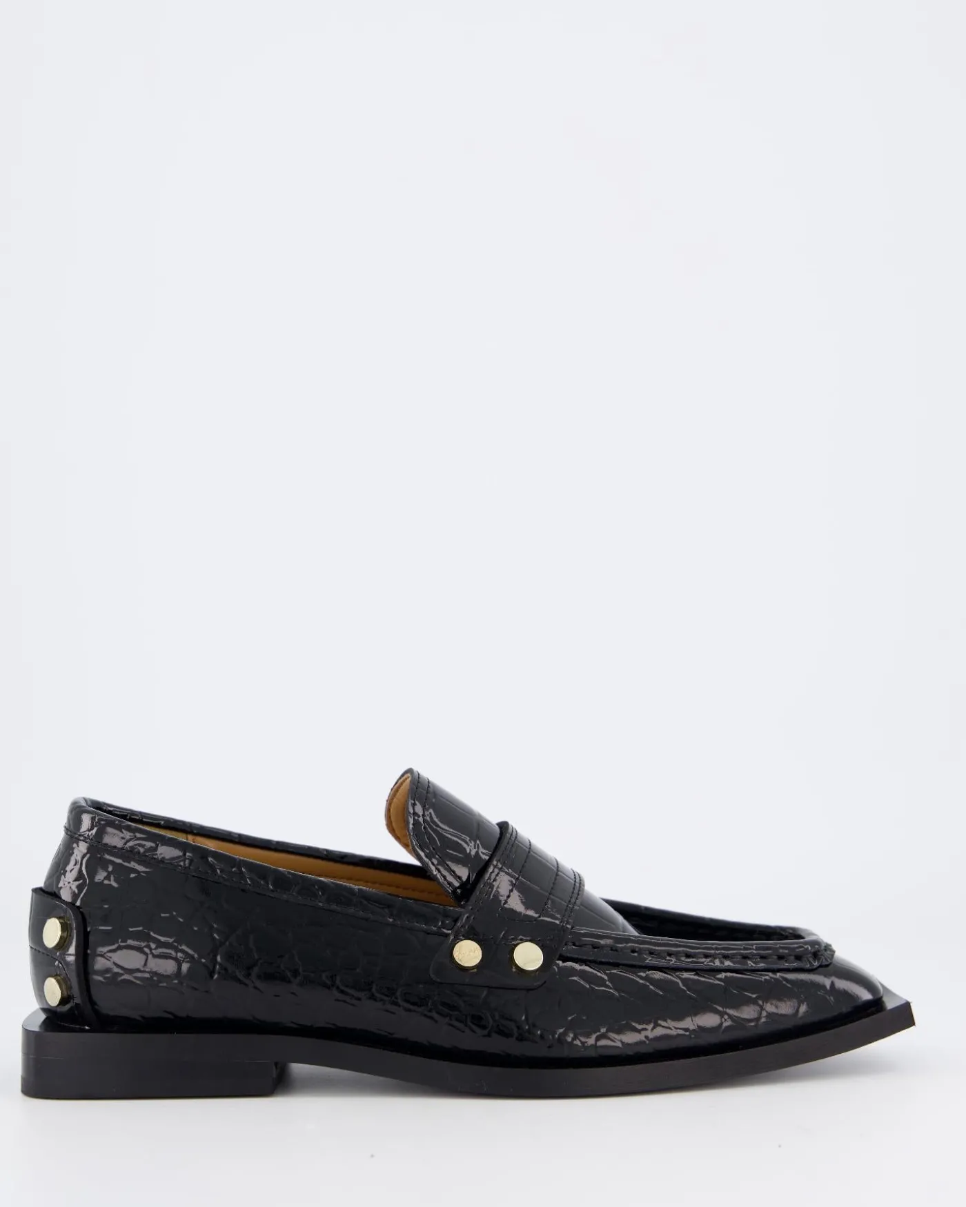 Dames Black Croco Loafers