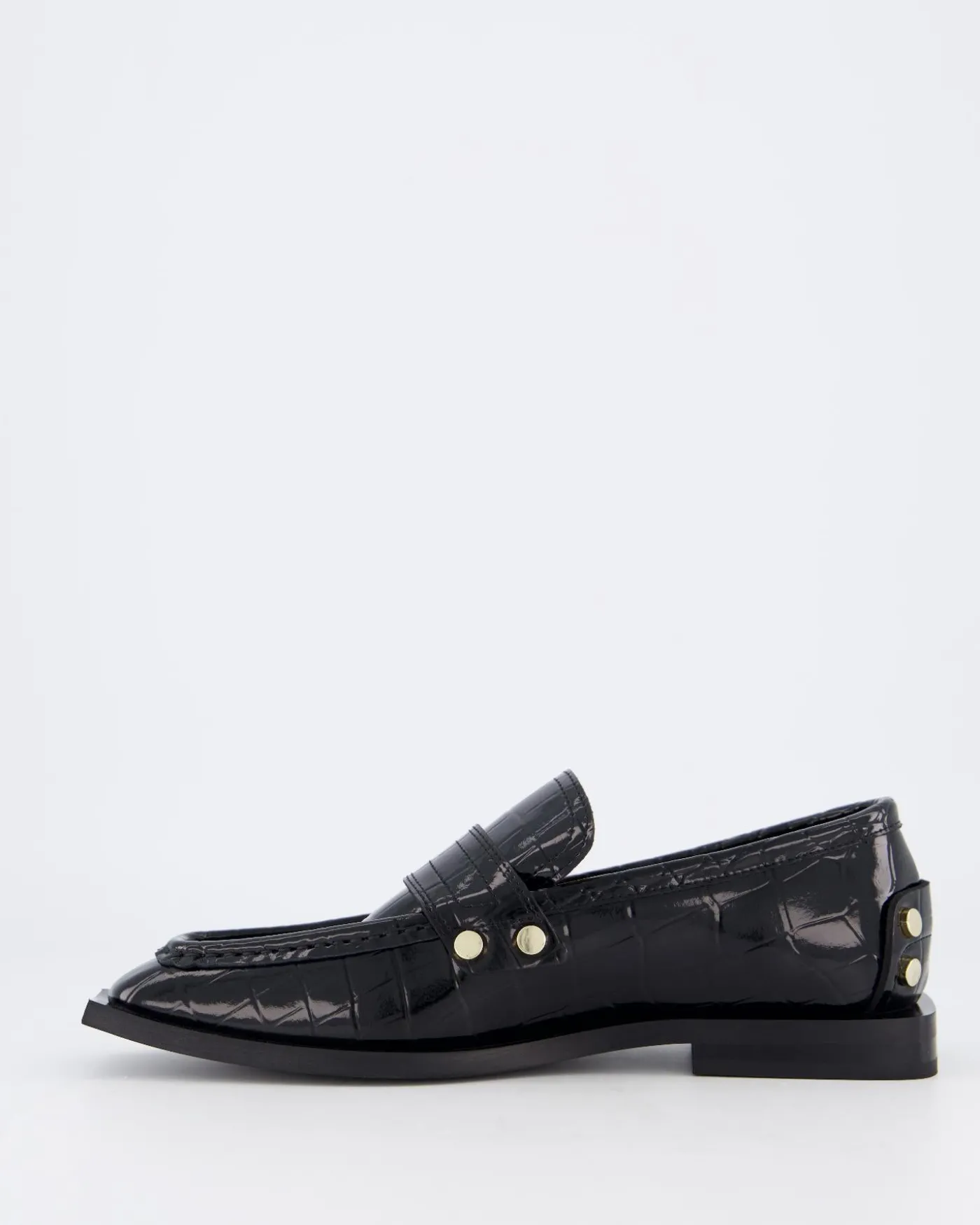 Dames Black Croco Loafers