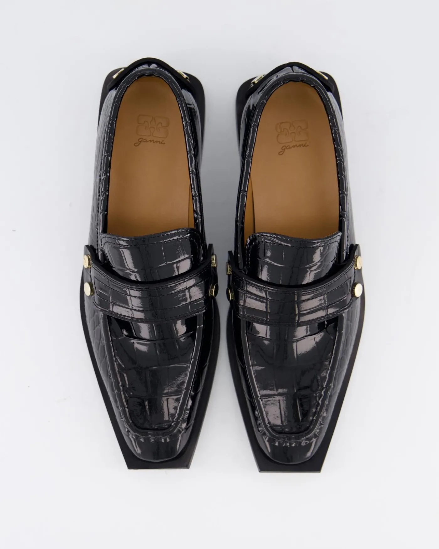 Dames Black Croco Loafers