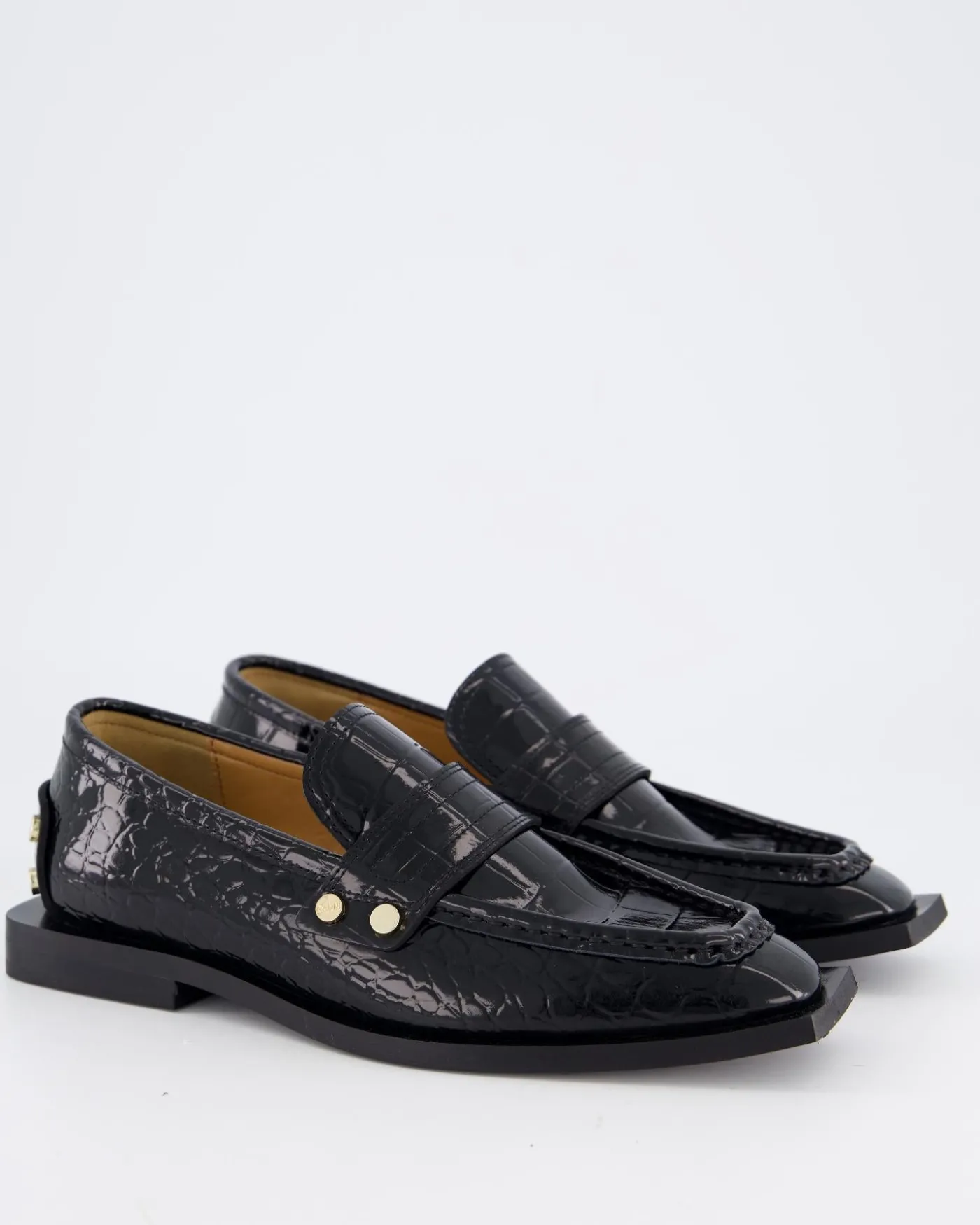 Dames Black Croco Loafers
