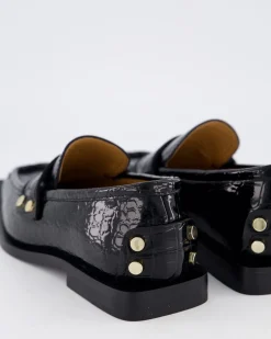 Dames Black Croco Loafers