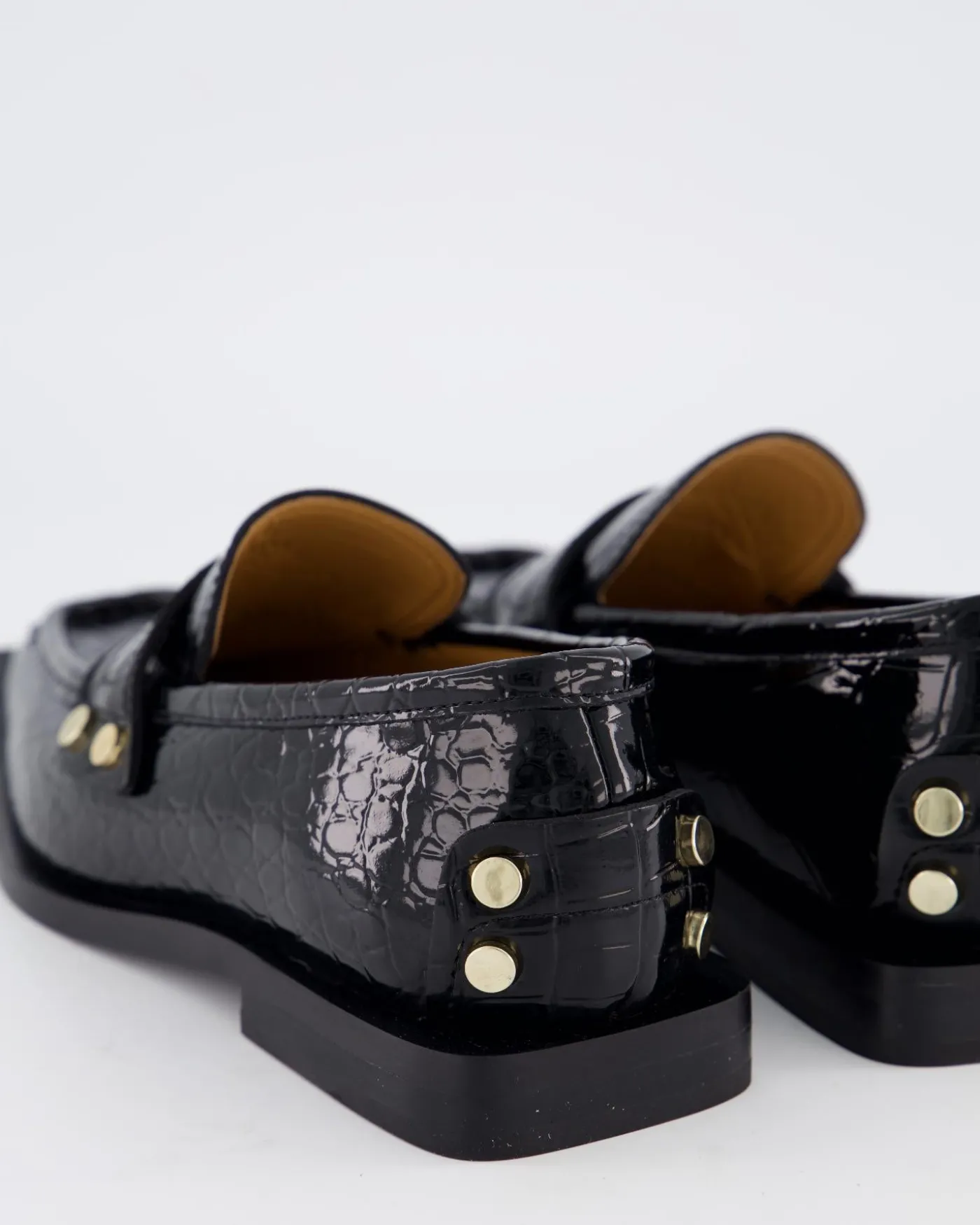 Dames Black Croco Loafers