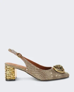 Dames Block Slingback Metallic