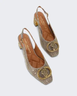 Dames Block Slingback Metallic