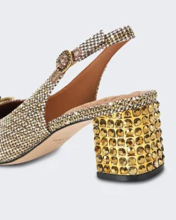 Dames Block Slingback Metallic