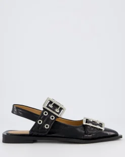 Dames Chunky Buckle Ballerina Zwart