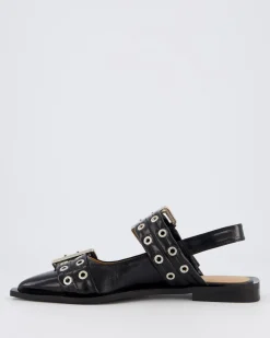 Dames Chunky Buckle Ballerina Zwart