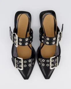 Dames Chunky Buckle Ballerina Zwart