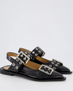 Dames Chunky Buckle Ballerina Zwart