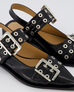 Dames Chunky Buckle Ballerina Zwart