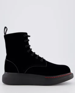 Dames Hybrid Lace up Velvet Zwart