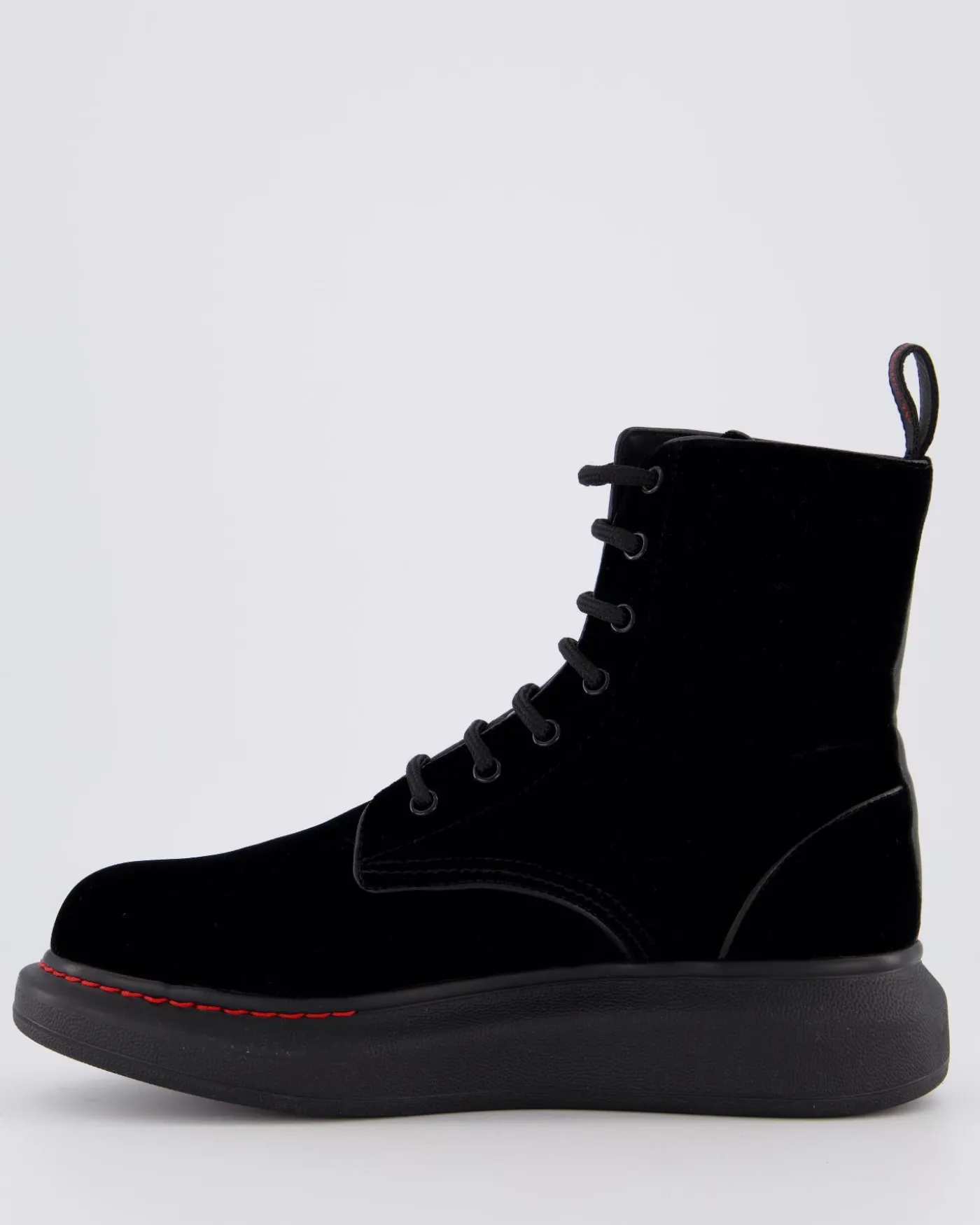 Dames Hybrid Lace up Velvet Zwart