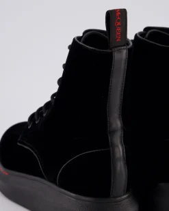Dames Hybrid Lace up Velvet Zwart