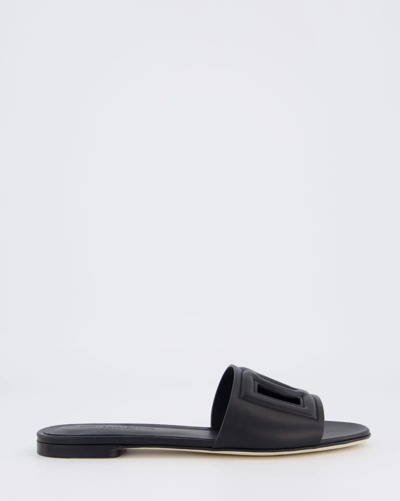 Dames Leren slide met DG logo Zwart