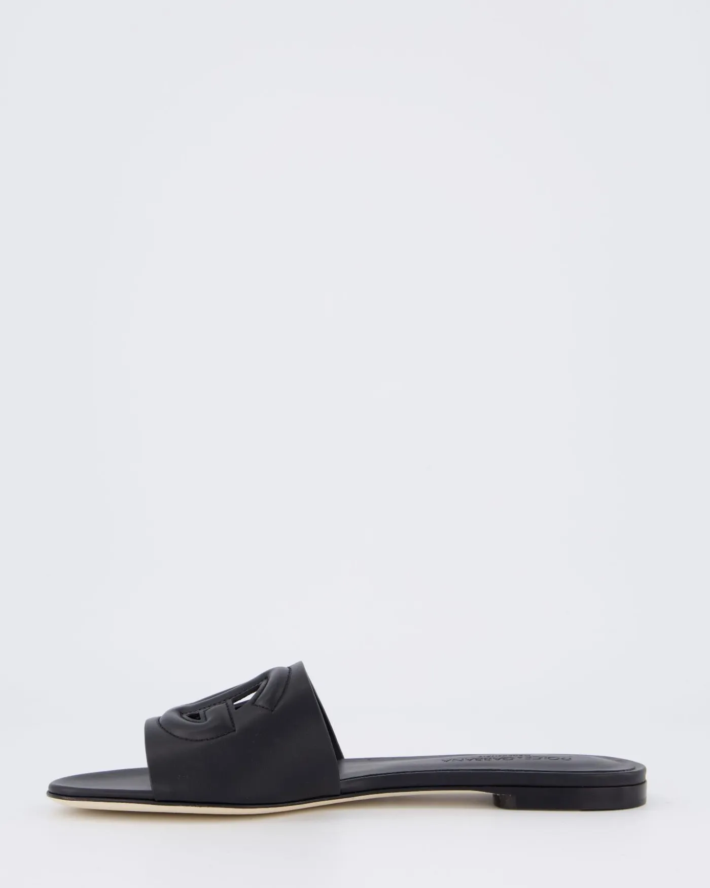 Dames Leren slide met DG logo Zwart