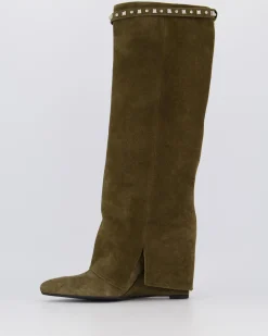 Dames Studded Leather Wedge Boot