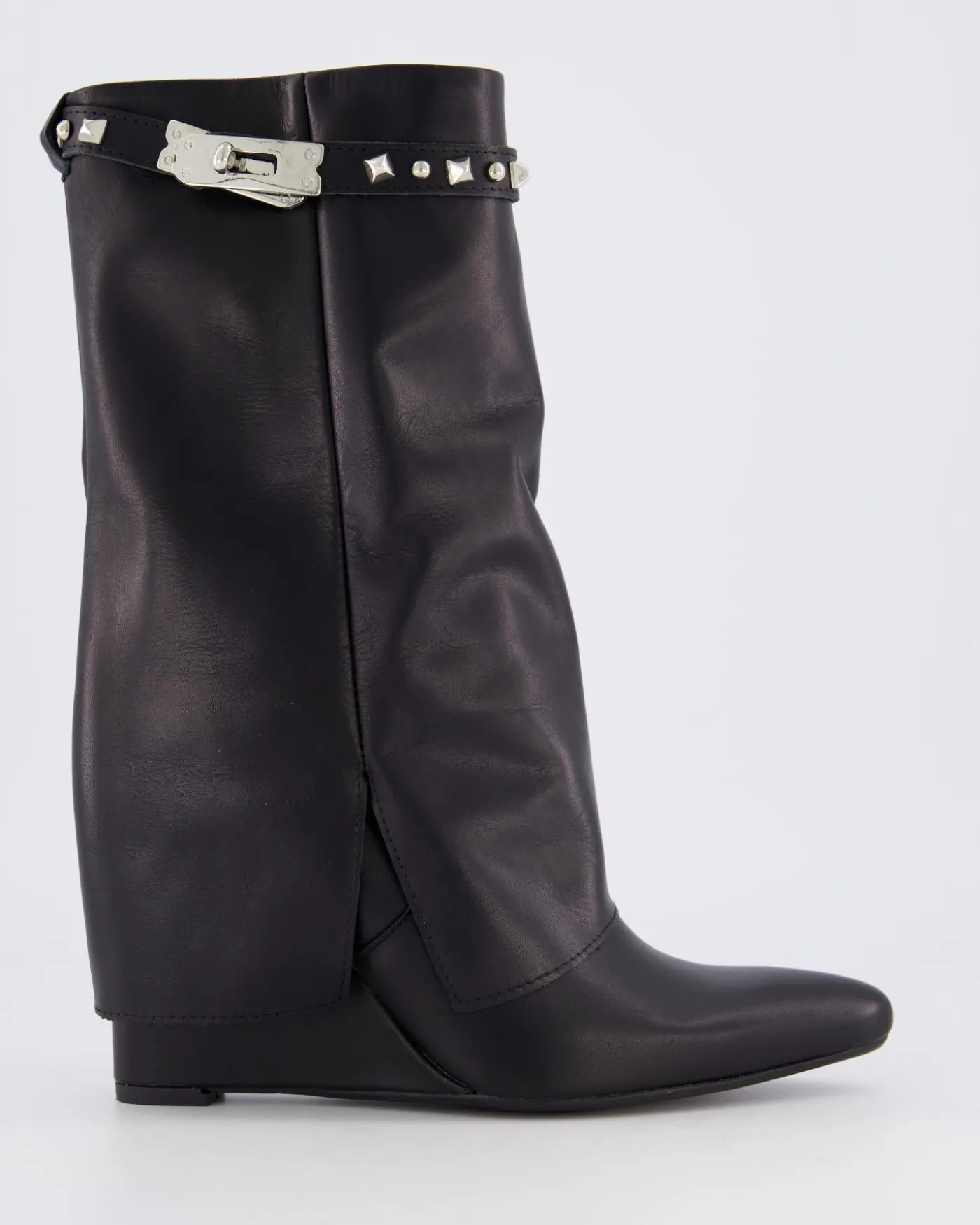 Dames Studded Leather Wedge Boot
