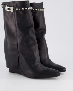 Dames Studded Leather Wedge Boot