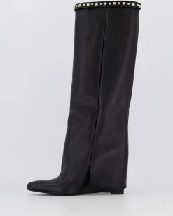Dames Studded Leather Wedge Boot