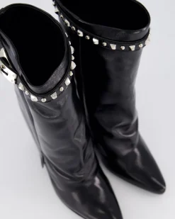 Dames Studded Shiny Leather Wedge