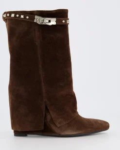 Dames Studded Suede Wedge Boot