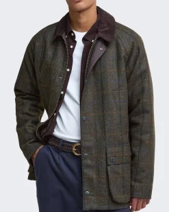 Heren Bedale Check Woll Jacket Bruin