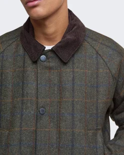 Heren Bedale Check Woll Jacket Bruin