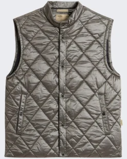 Heren Black Yarn Nylon Vest Grijs