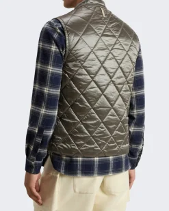 Heren Black Yarn Nylon Vest Grijs