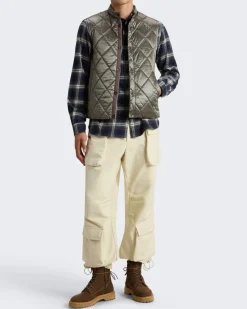 Heren Black Yarn Nylon Vest Grijs