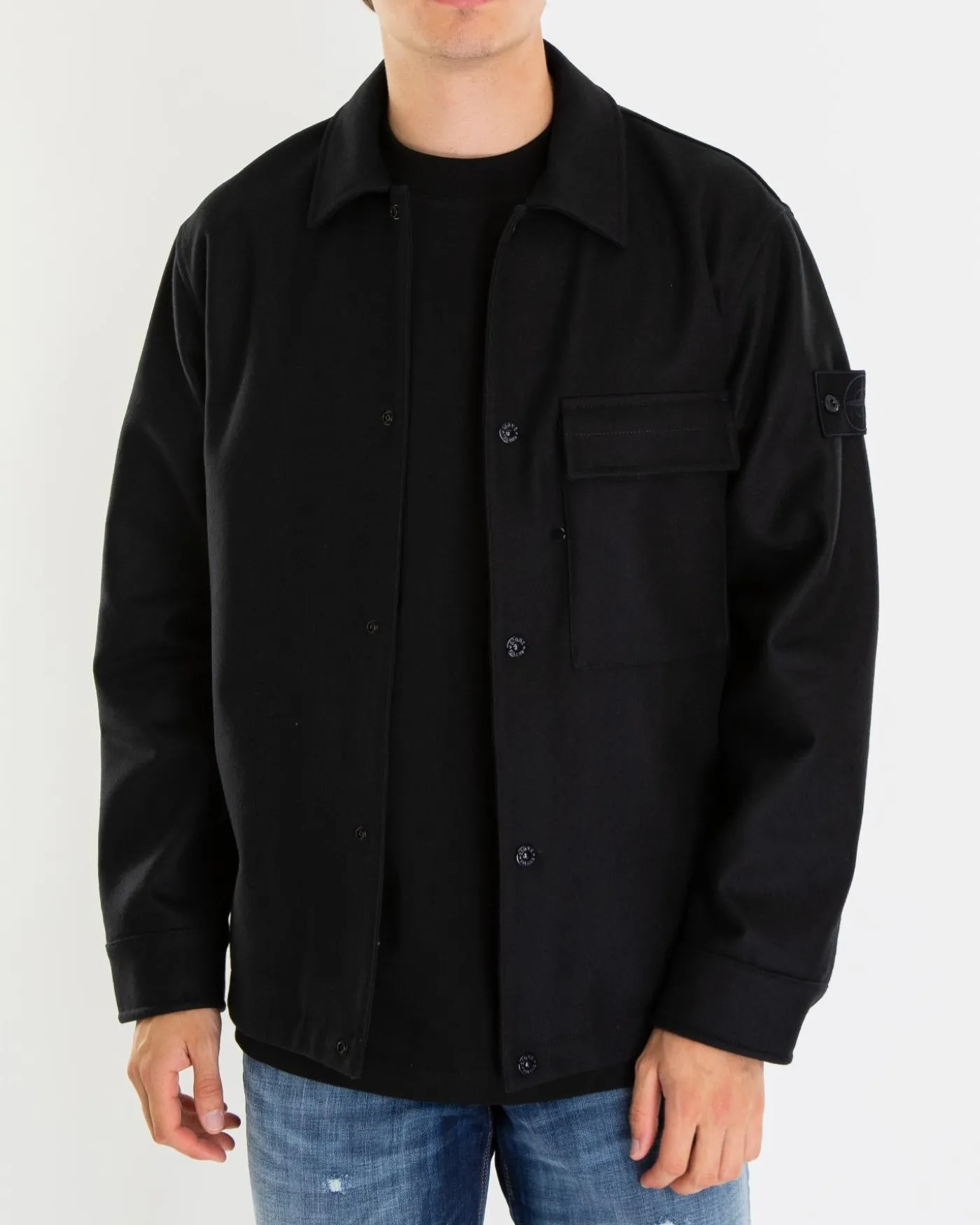Heren BlackLogopatch Overshirt Zwart