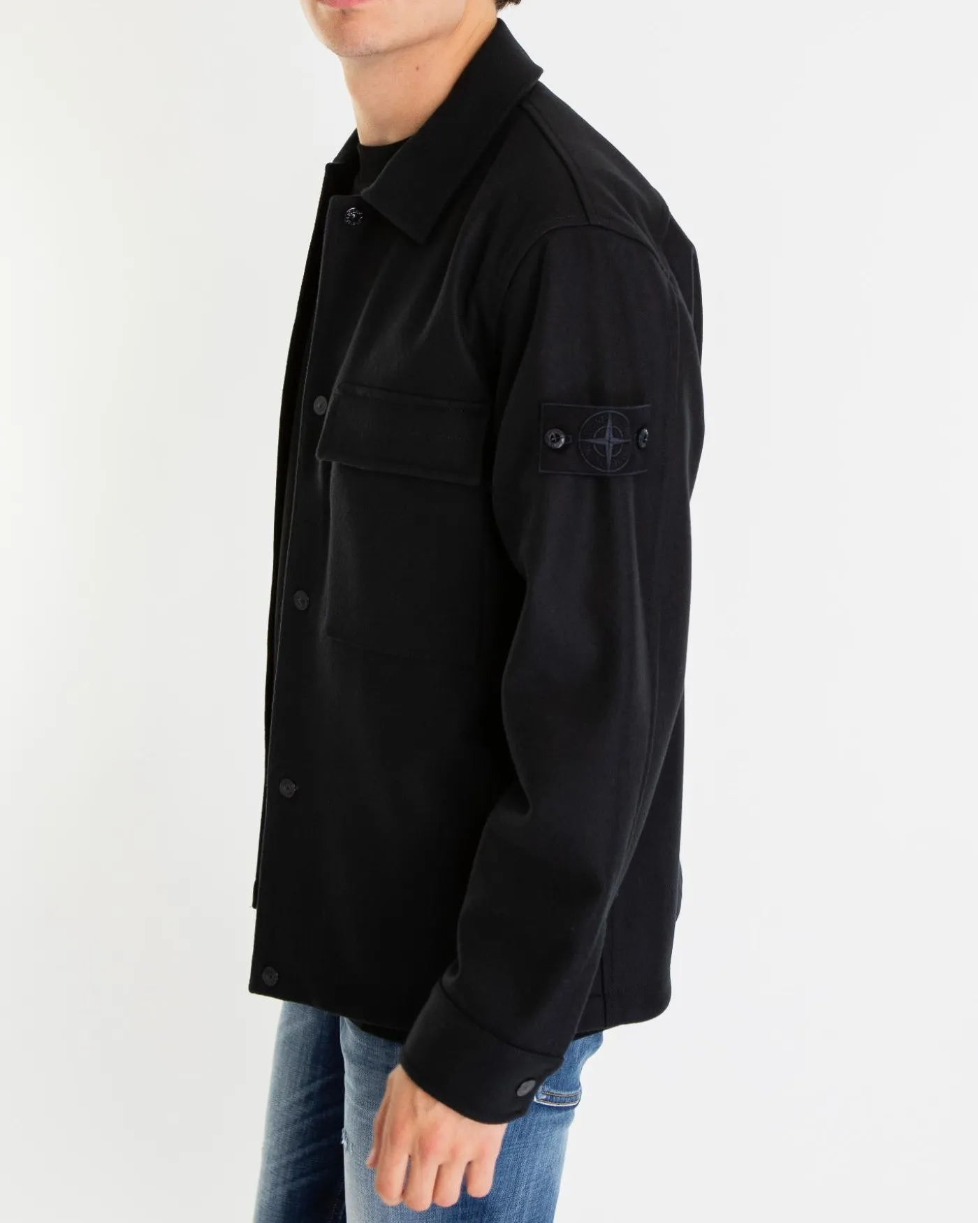 Heren BlackLogopatch Overshirt Zwart