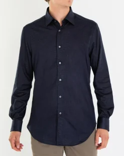 Heren Buttoned Knitshirt Blauw