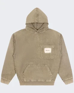 Heren Chest Pocket Hoodie Beige