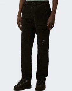 Heren Curduroy Cargo Pants Zwart