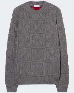 Heren 3D Stitch Sweater Grijs