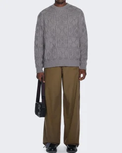 Heren 3D Stitch Sweater Grijs