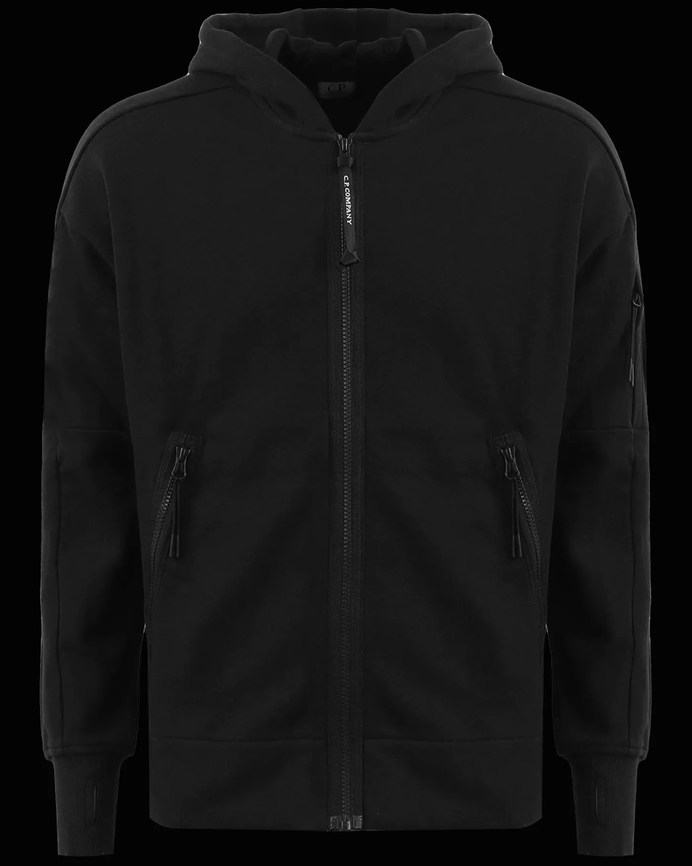 Heren Diagonal Raised Zipped Zwart