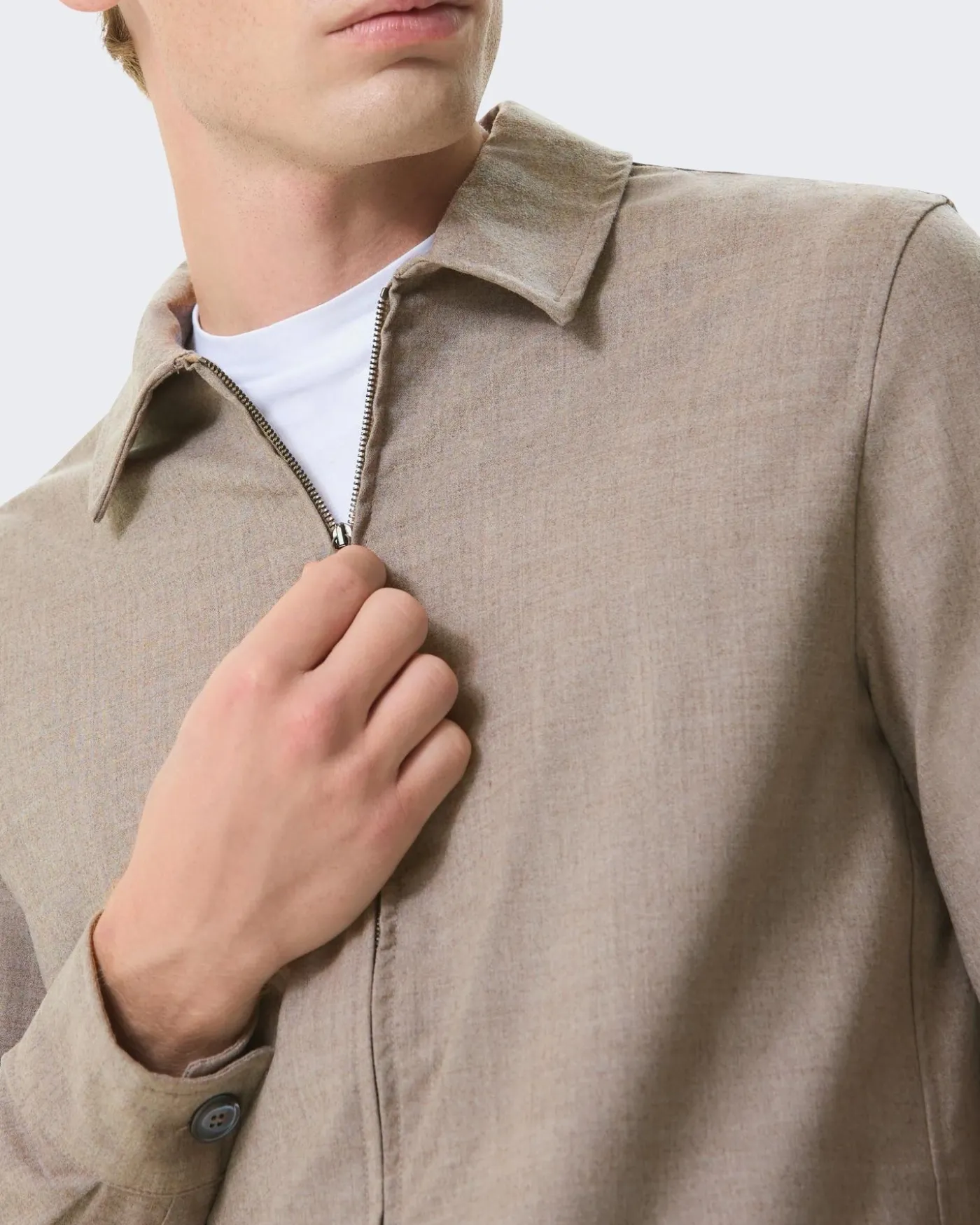 Heren FlannelStretch Overshirt Beige