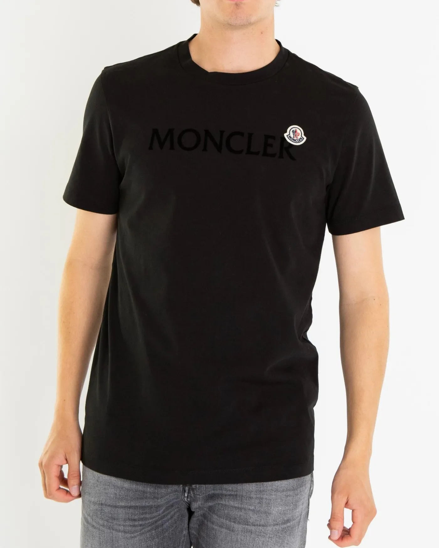 Heren Flocked Logo T-Shirt Zwart