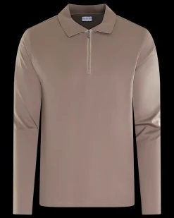 Heren Half Zip Polo Bruin