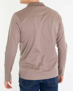 Heren Half Zip Polo Bruin