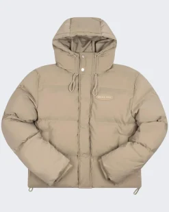 Heren Hooded Puffer Jacket Beige