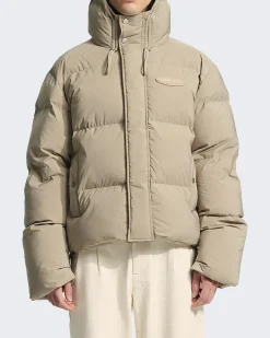 Heren Hooded Puffer Jacket Beige