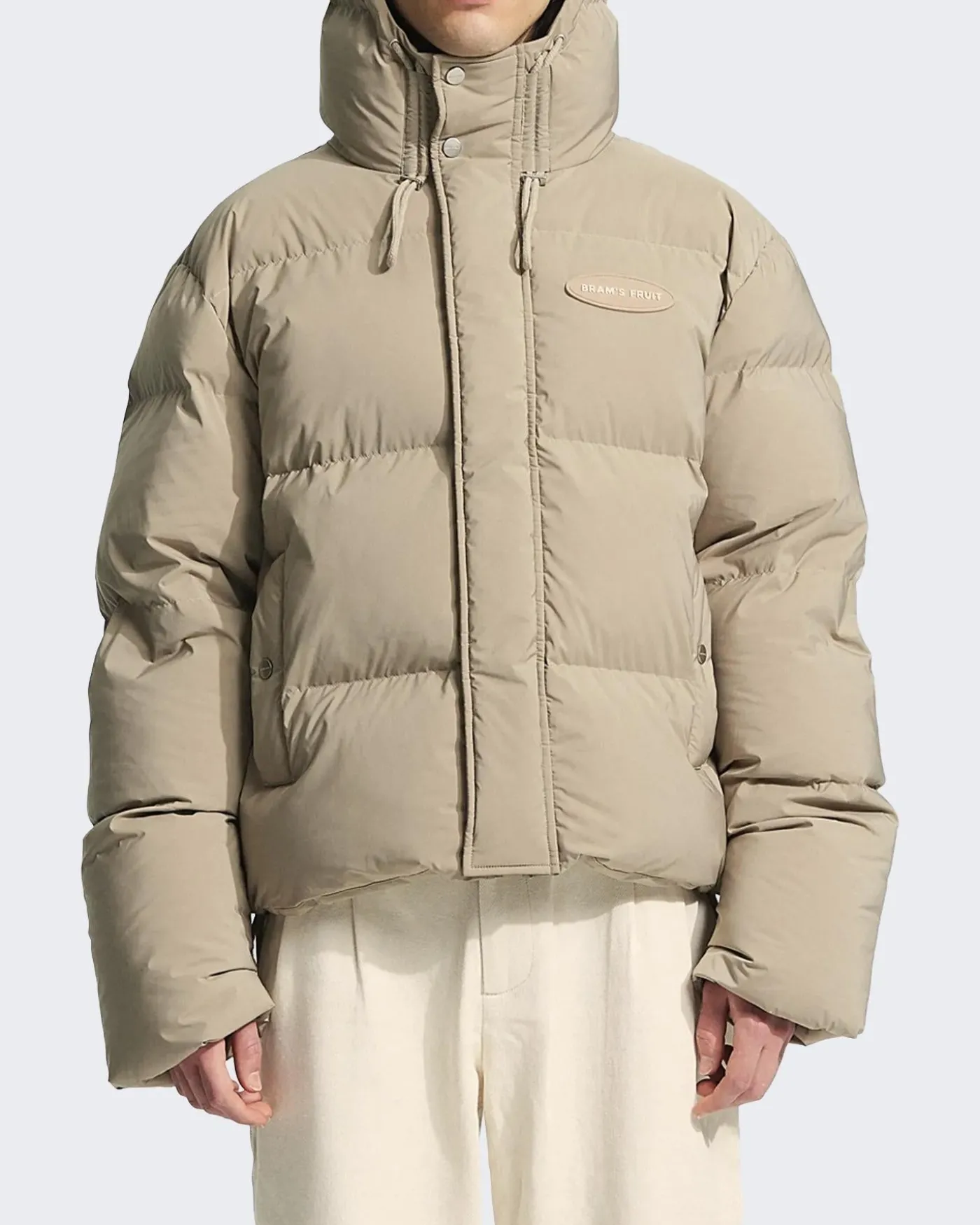 Heren Hooded Puffer Jacket Beige
