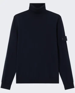 Heren Knitted Turleneck Blauw