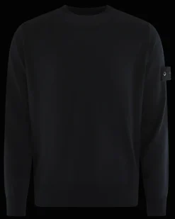 Heren Logo Patch Sweater Wool Blauw