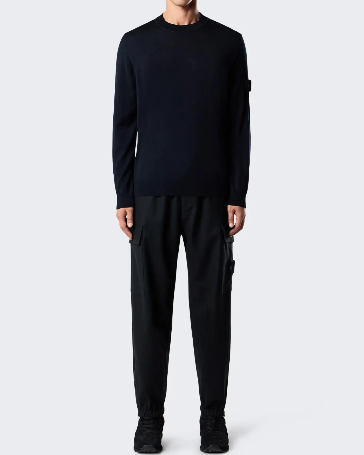 Heren Logo Patch Sweater Wool Blauw