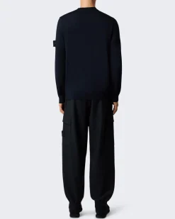 Heren Logo Patch Sweater Wool Blauw