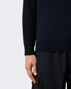 Heren Logo Patch Sweater Wool Blauw